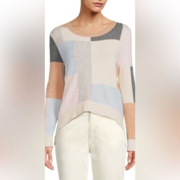 Adam Lippes Colorblock Crew Neck Sweater Size Large - Picture 1 of 6